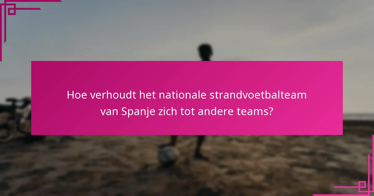 Hoe verhoudt het nationale strandvoetbalteam van Spanje zich tot andere teams?