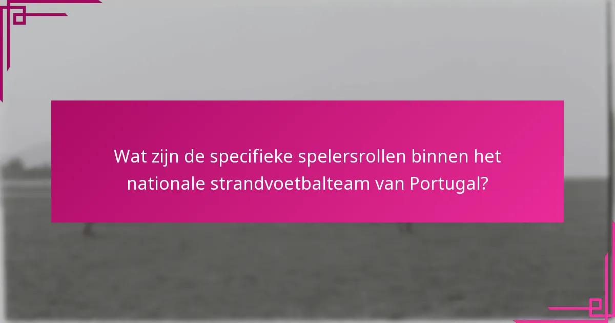 Wat zijn de specifieke spelersrollen binnen het nationale strandvoetbalteam van Portugal?